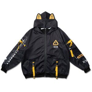 Error Code Cyberpunk Tech Oversized Black Yellow Jacket